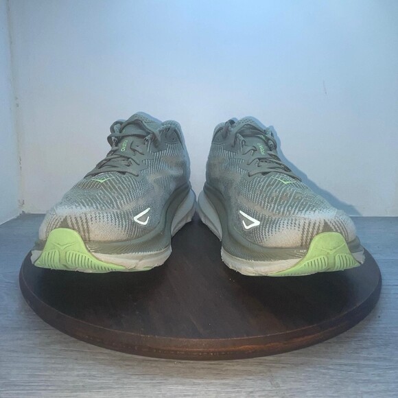 Hoka One One Clifton 9 Running Shoes Men Size 10.5 D Gray Green Comfort Sneakers main image 10